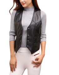 Carmen Black Leather Vest