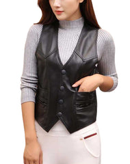 Carmen Black Leather Vest