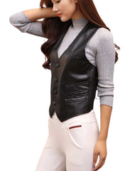 Carmen Black Leather Vest