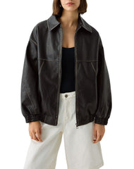 Flair Vintage Brown Bomber Leather Jacket