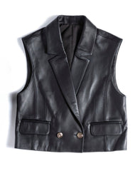 Fuerza Black Leather Vest