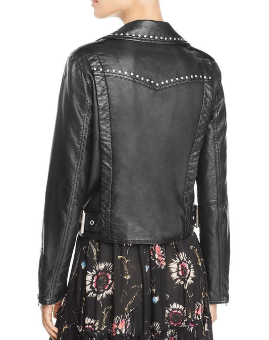 Giorgia Studded Black Biker Leather Jacket