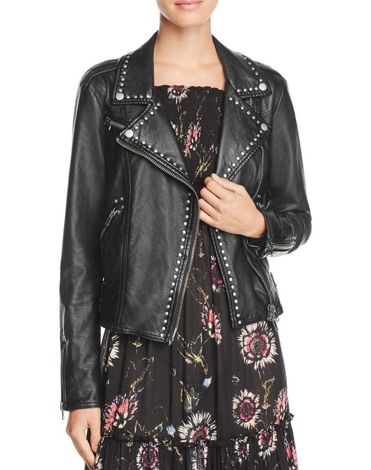 Giorgia Studded Black Biker Leather Jacket