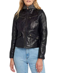 Haven Black Removable Hooded Leather Jacket