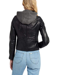 Haven Black Removable Hooded Leather Jacket