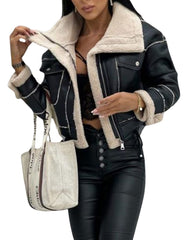 Isabella Black Faux Shearling Leather Jacket