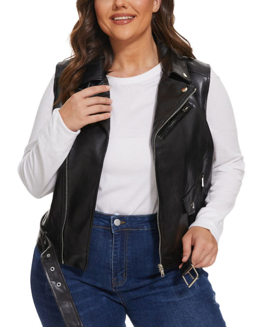 Jazmine Black Leather Vest