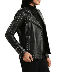 Ludovica Studded Black Biker Leather Jacket