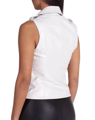 Nube White Leather Vest