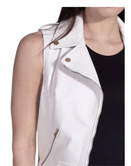 Nube White Leather Vest