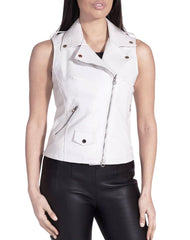 Nube White Leather Vest