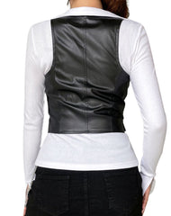 Perle Black Leather Vest