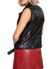 Reina Black Leather Vest