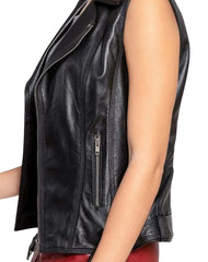 Reina Black Leather Vest