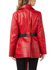 Rubis Red Leather Coat