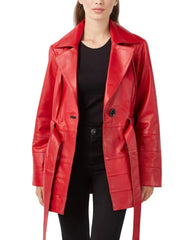 Rubis Red Leather Coat