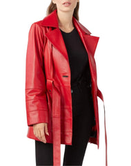 Rubis Red Leather Coat