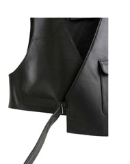 Saphir Black Leather Vest