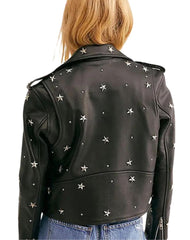 Siena Studded Black Biker Leather Jacket