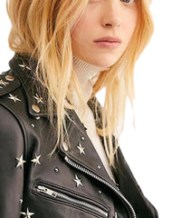 Siena Studded Black Biker Leather Jacket