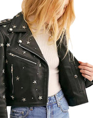 Siena Studded Black Biker Leather Jacket