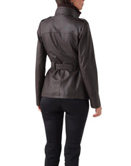 Yolanda Brown Leather Coat