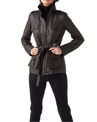 Yolanda Brown Leather Coat