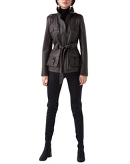 Yolanda Brown Leather Coat