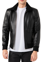 Zen Black Leather Bomber Jacket