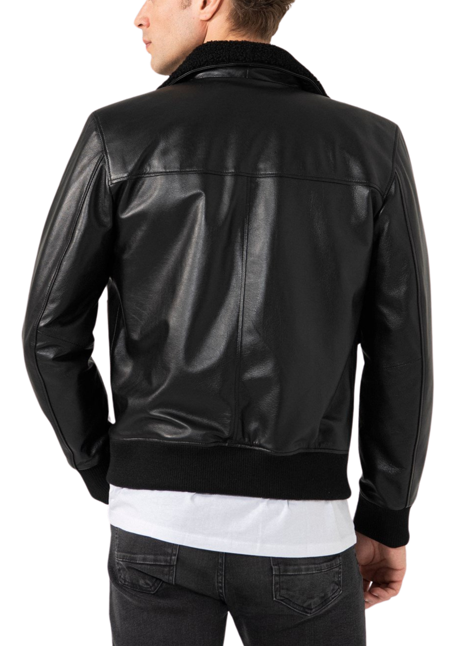 Zen Black Leather Bomber Jacket