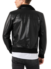 Zen Black Leather Bomber Jacket