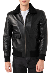 Zen Black Leather Bomber Jacket