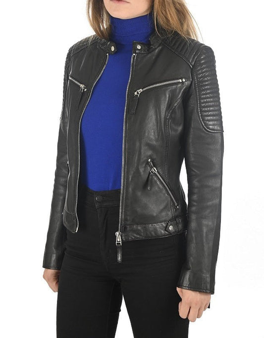 Zephyr Black Leather Biker Jacket