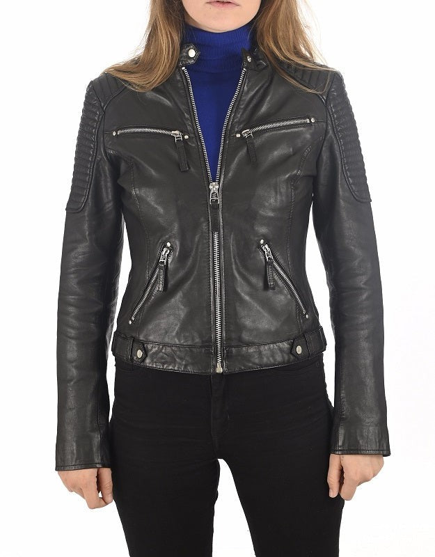 Zephyr Black Leather Biker Jacket