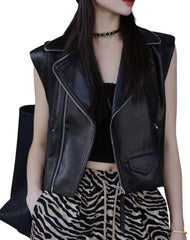 Grâce Black Leather Vest