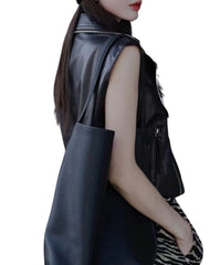 Grâce Black Leather Vest